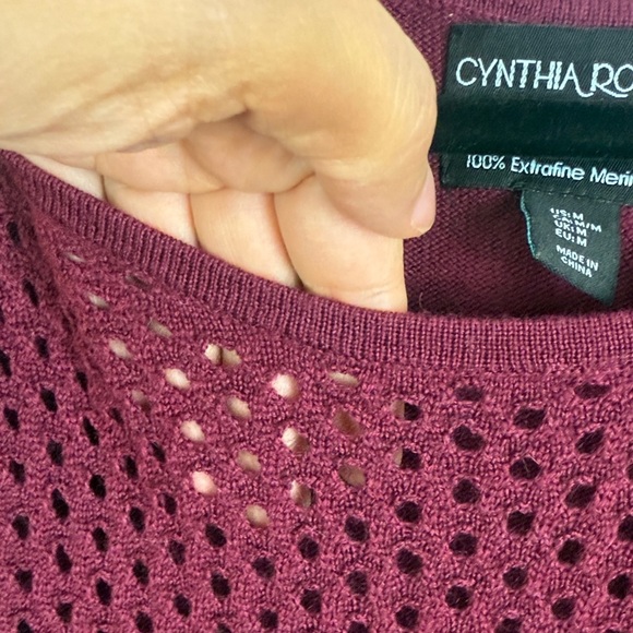 Cynthia Rowley 100% Extra-fine Merino Wool Deep Red Long Sleeve Medium Dress - Picture 7 of 13